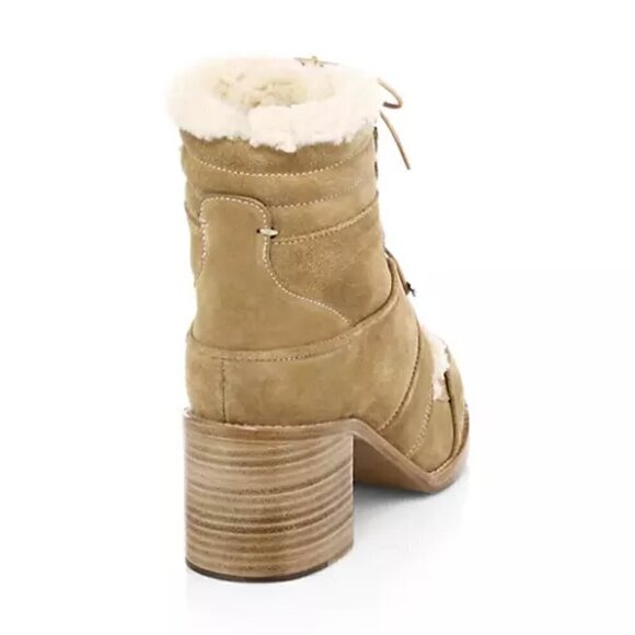 New Tabitha Simmons Leo Shearling-Lined Natural Suede Booties NWT Size 8 US - Picture 5 of 6